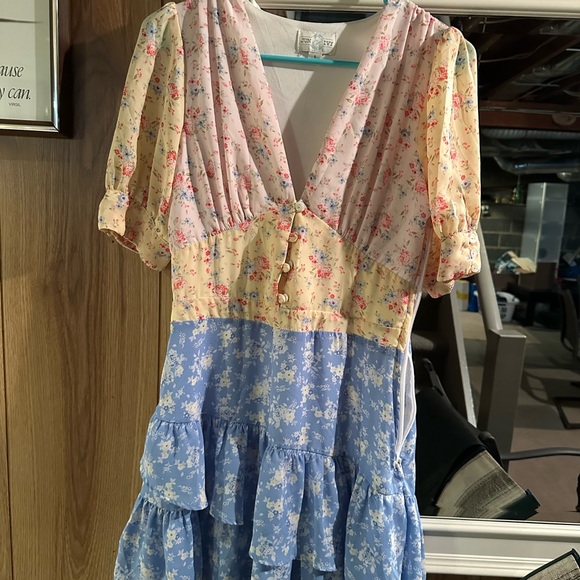 Floral Patchwork Ruffle Dress - Picture 2 of 3